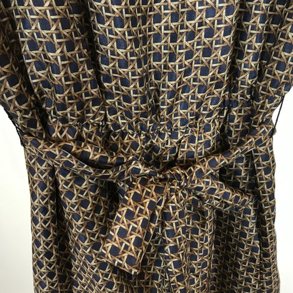 Womens Petite Size 4 4P Brooks Brothers Pure Silk Rattan Geometric Print Dress - Picture 3 of 4